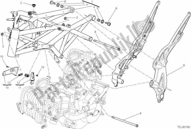 Todas as partes de Quadro, Armação do Ducati Diavel Brasil 1200 2013